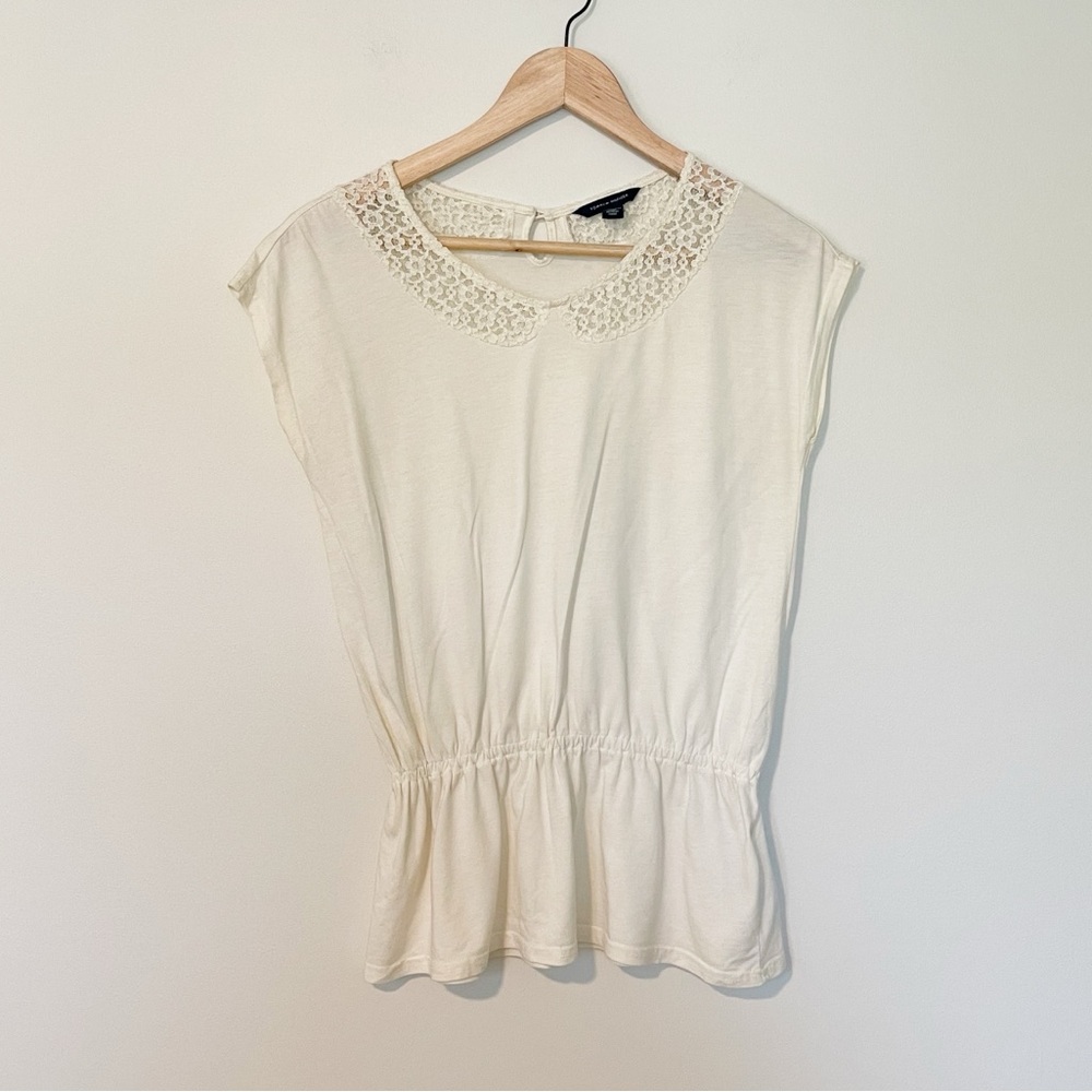 Tommy Hilfiger Cream Lace Cap Sleeve Shirt Top